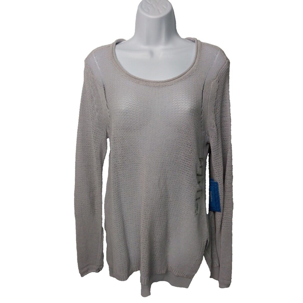 Simply Vera Wang Womens Sweater Medium Gray Loose Knit Long Sleeve Fairy Grunge